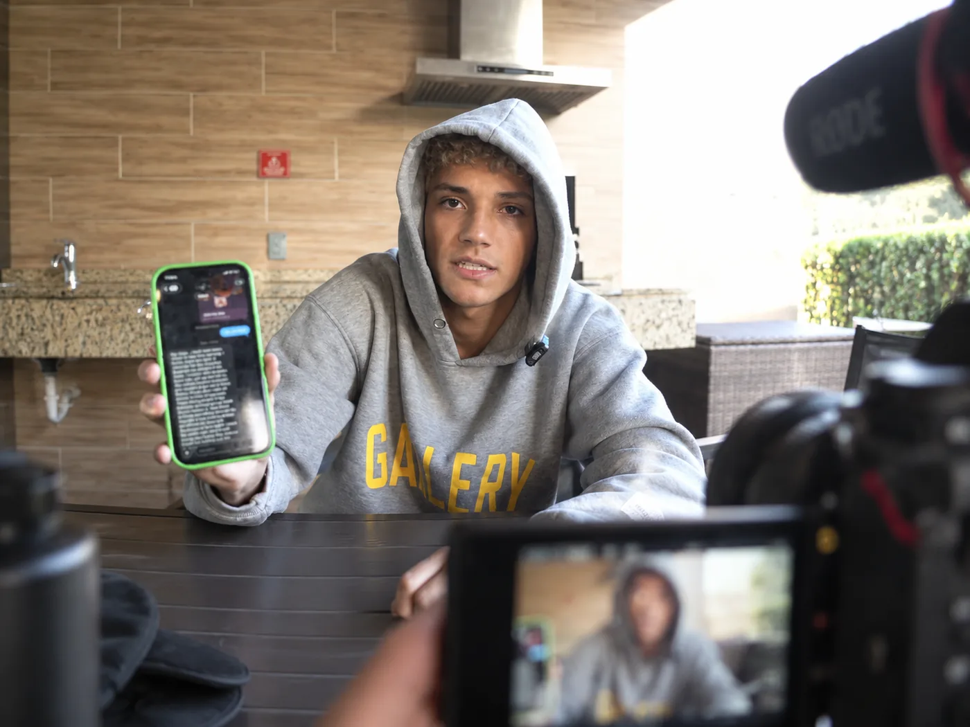 Jiggy Turner filming a segment on set